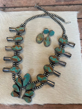 Load image into Gallery viewer, Royston Turquoise Squash Blossom Set by the Navajo Artist Jacqueline Silver