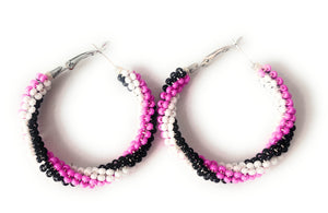 Navajo Handmade Beaded Hoop Earrings