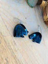 Load image into Gallery viewer, Vintage Zuni Jet &amp; Turquoise Fetish Bear Earrings