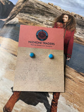 Load image into Gallery viewer, Navajo Turquoise And Sterling Silver Studs rope wrap 1/4”