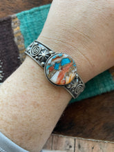 Load image into Gallery viewer, Navajo Multi Stone Spice &amp; Sterling Silver Cuff Bracelet Signed Jacquline Silver