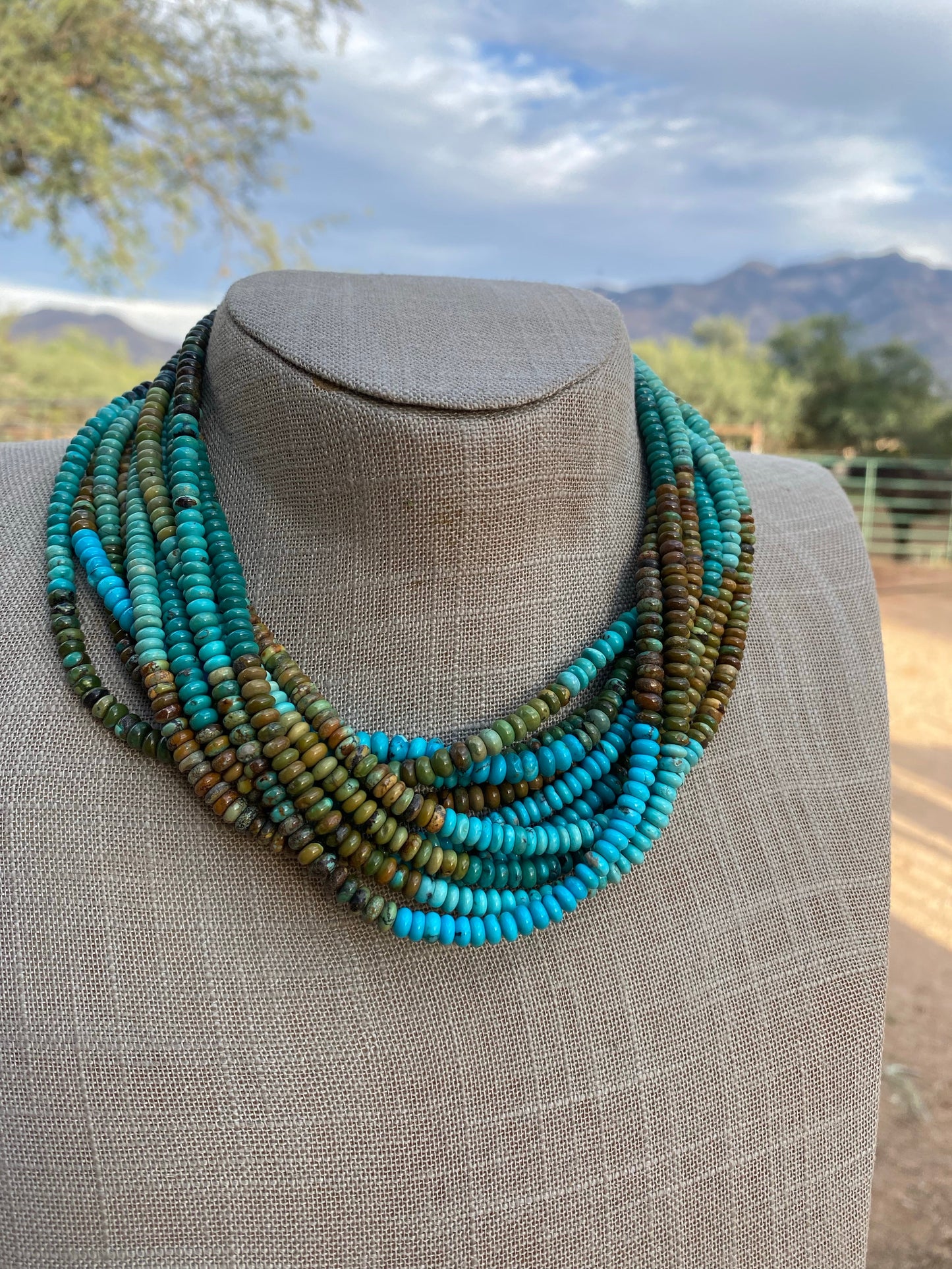 Navajo Natural Royston & Kingman Turquoise beaded Necklace