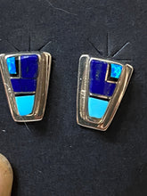 Load image into Gallery viewer, Navajo Lapis, Turquoise, Blue Sterling silver Petite Stud Earrings