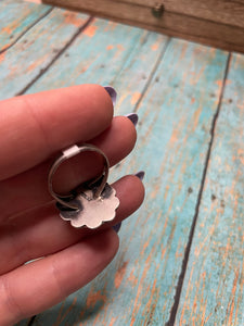 Navajo Sterling Silver And White Buffalo Ring Size 7