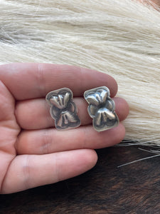 Navajo Sterling Silver Bow Tie Concho Earrings