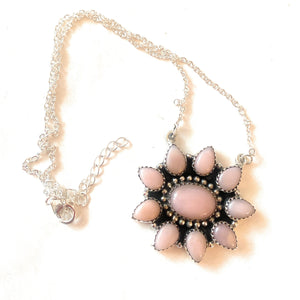 Handmade Sterling Silver & Pink Conch Shell Cluster Necklace