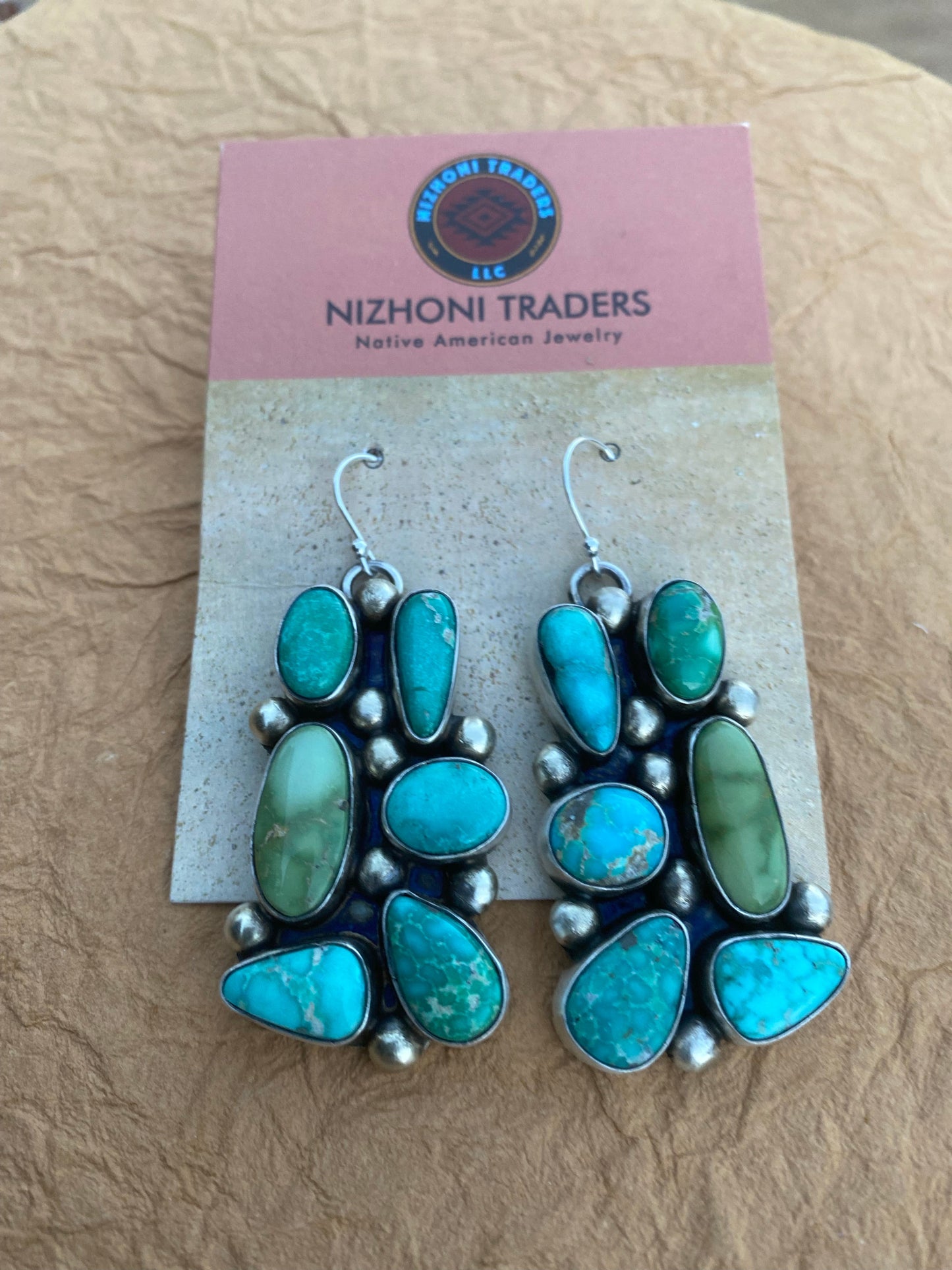 Navajo Rectangular Multi Stone Turquoise Dangles