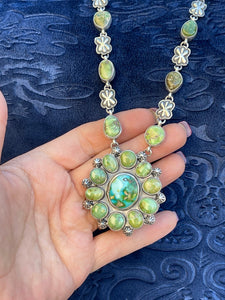 Navajo Sterling Silver Sonoran Gold and Sonoran Mountain Turquoise Necklace Set