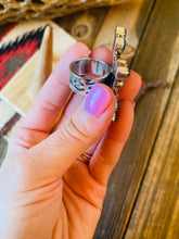 Load image into Gallery viewer, Handmade Sterling Silver, Fordite &amp; Blue Chalcedony Cluster Adjustable Ring