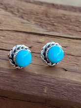 Load image into Gallery viewer, Zuni Sterling Silver &amp; Turquoise Round Post Earrings