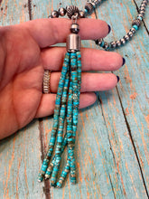 Load image into Gallery viewer, Navajo Sterling Silver And Turquoise Beaded Tassel Necklace