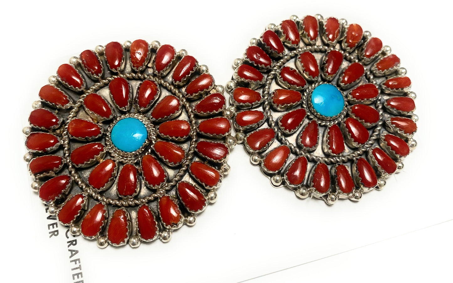 Navajo Natural Turquoise and Coral Cluster Post Earrings