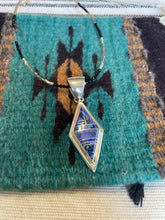 Load image into Gallery viewer, Navajo Sterling Silver &amp; Blue Opal Inlay Diamond Pendant