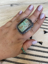 Load image into Gallery viewer, Navajo Turquoise &amp; Sterling Silver Ring Size 10 Signed Russell Sam