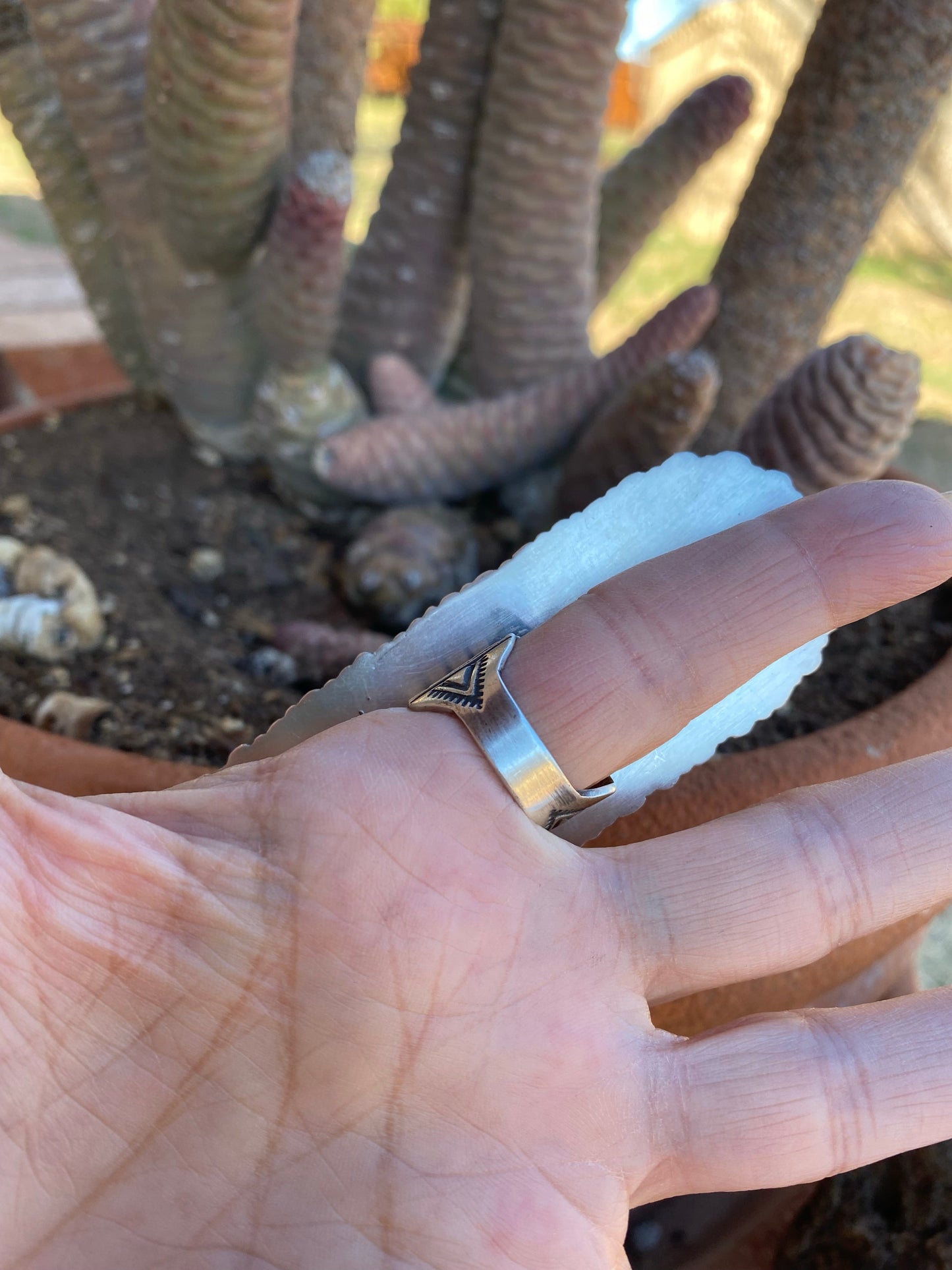 Patrick Yazzie Navajo Sterling Silver Jumbo Hand Stamped Ring