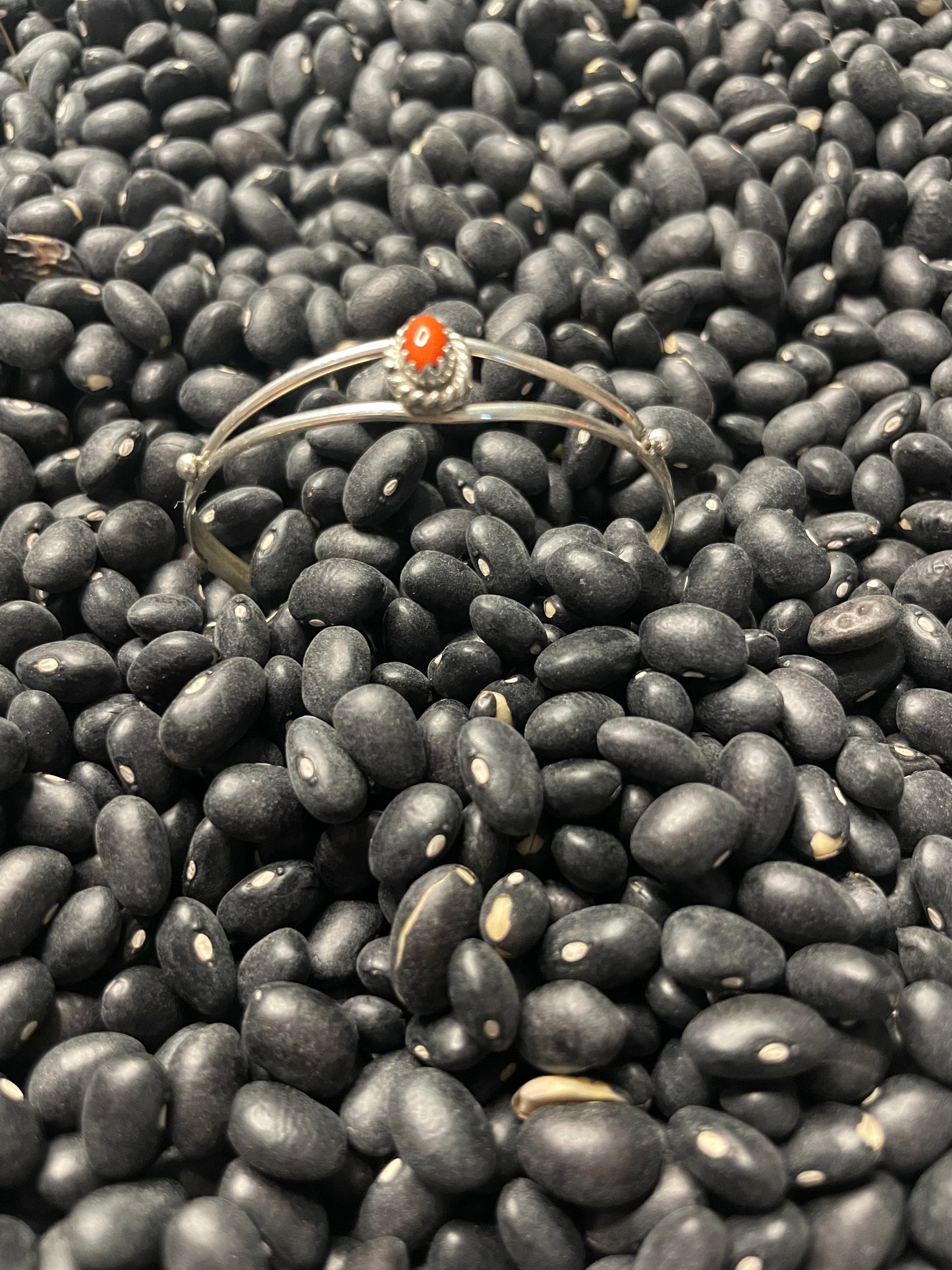 Navajo Sterling Silver & Coral Baby Cuff Bracelet
