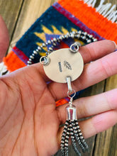 Load image into Gallery viewer, Navajo White Buffalo &amp; Sterling Silver Pearl Beaded Tassel Necklace