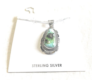 Navajo Sterling Silver & Turquoise Necklace Signed