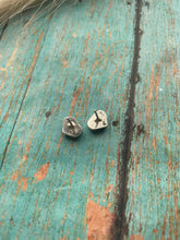 Load image into Gallery viewer, Zuni Sterling Silver &amp; Green Opal Inlay Heart Stud Earrings