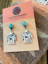Load image into Gallery viewer, Turquoise &amp; Sterling Silver Thunderbird Dangle Earrings
