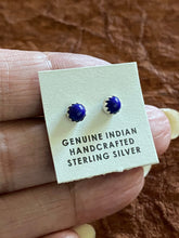 Load image into Gallery viewer, Zuni Sterling Silver Mini Lapis Stud Earrings