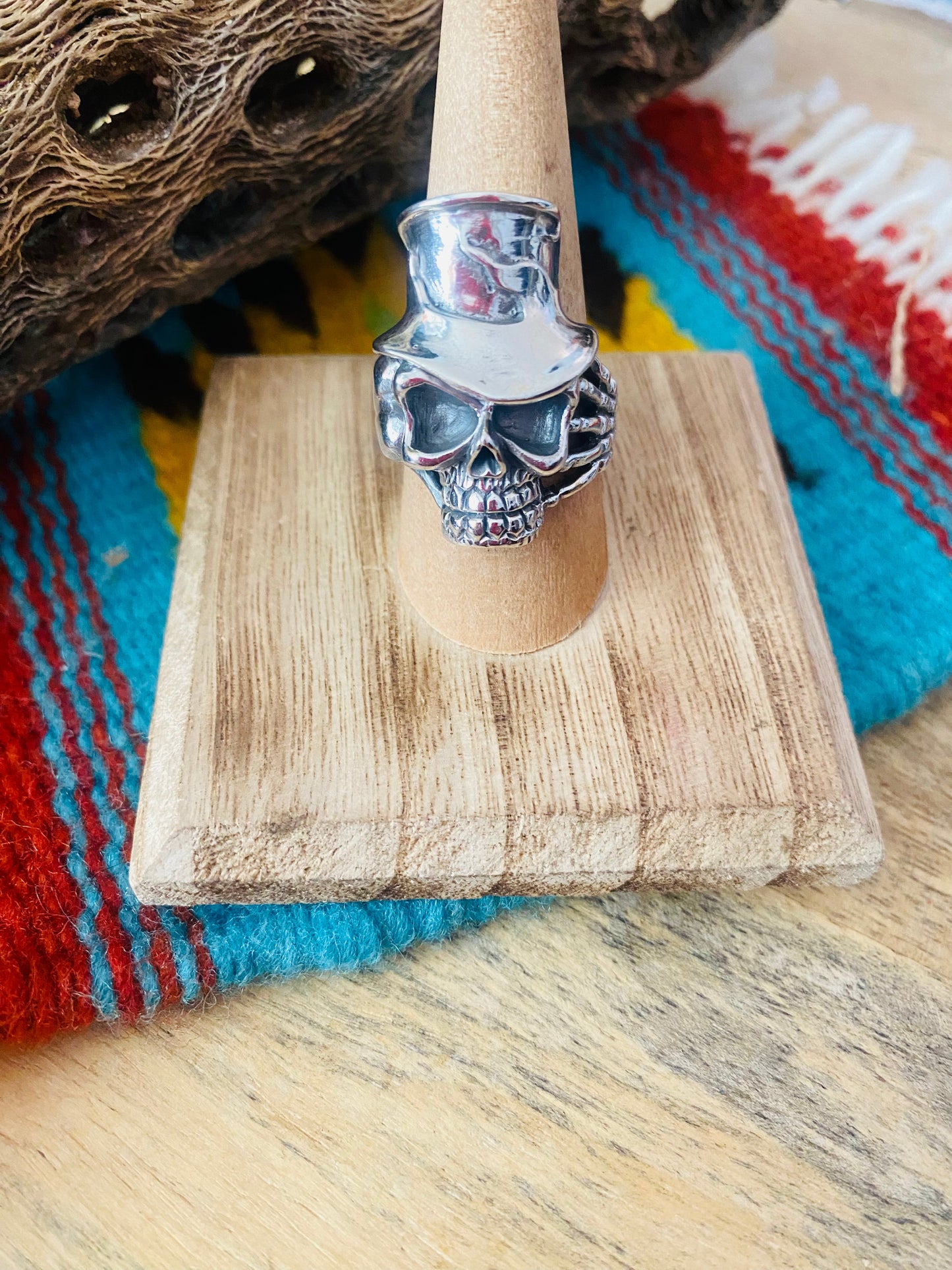 Handmade Sterling Silver Skull Ring Size 8.5