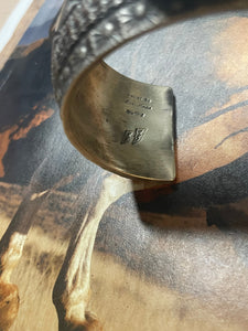 Navajo Golden Hills Turquoise Sterling Silver Cuff Bracelet Signed