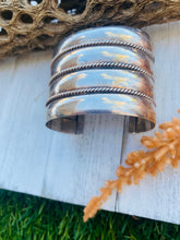 Load image into Gallery viewer, Vintage Navajo Sterling Silver Cuff Bracelet Signed