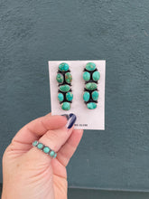 Load image into Gallery viewer, Navajo Sterling Silver &amp; Turquoise Cluster Post Earrings Signed Sheila Becenti