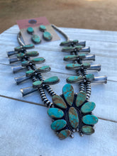 Load image into Gallery viewer, Navajo Sterling Silver &amp; Royston Turquoise Squash Necklace Set Signed