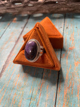 Load image into Gallery viewer, Old Pawn Navajo Sterling Silver &amp; Charorite Ring Size 8.5