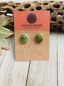 Navajo Sonoran Mountain Turquoise & Sterling Silver Stud Earrings