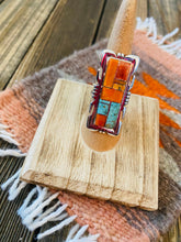 Load image into Gallery viewer, Navajo Sterling Silver, Orange Spiny &amp; Turquoise Inlay Ring Size 6.5