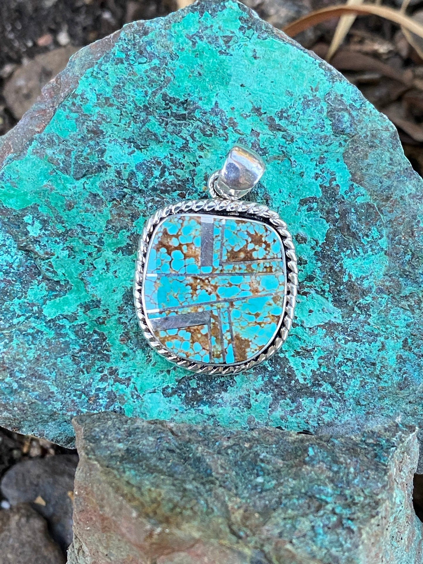 Navajo Turquoise 8 Sterling Silver Pendant