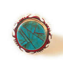 Load image into Gallery viewer, Navajo Sterling Silver &amp; Turquoise Inlay Ring Size 6.5