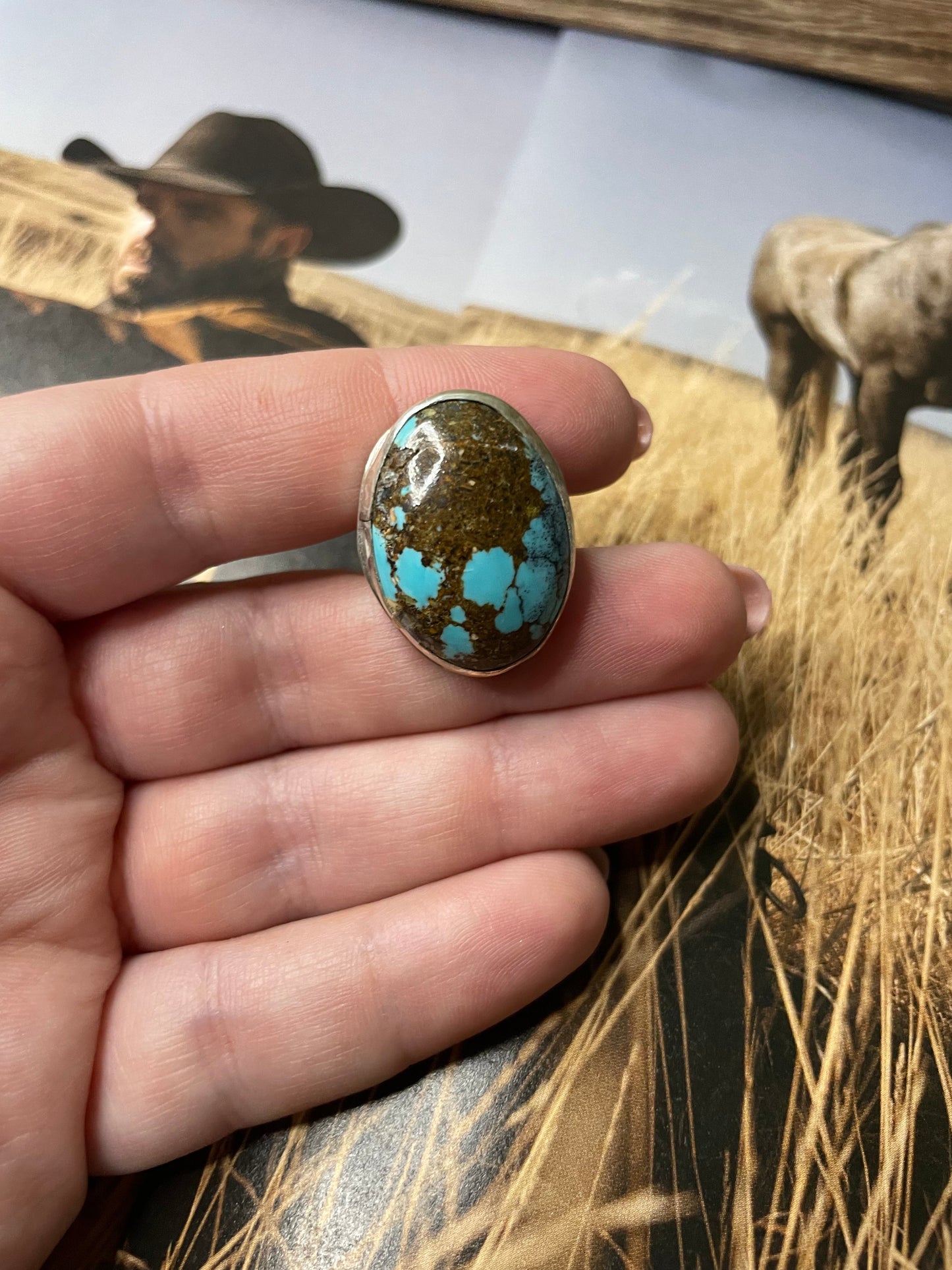 Navajo Turquoise And Sterling Silver Ring Sz 7