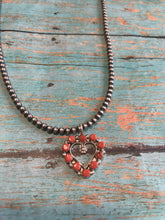 Load image into Gallery viewer, Zuni Sterling Silver &amp; Orange Opal Heart Pendant