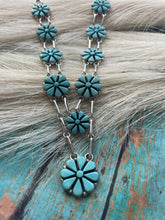 Load image into Gallery viewer, Zuni Sterling Silver &amp; Turquoise Petit Point Necklace &amp; Dangle Earring Set Signed