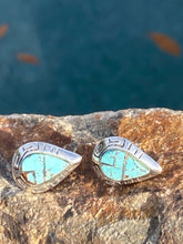 Load image into Gallery viewer, Turquoise 8 &amp; Sterling Silver Tear Drop Stud Earrings