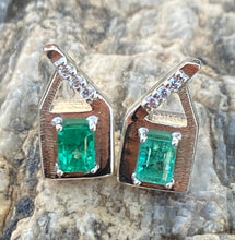 Load image into Gallery viewer, Colombian Emerald Earrings in Sterling Silver