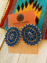 Load image into Gallery viewer, Navajo Sterling Silver &amp; Blue Opal Cluster Post Earrings Signed