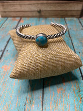 Load image into Gallery viewer, Navajo Sterling Rope Cuff &amp; Turquoise Cuff Bracelet