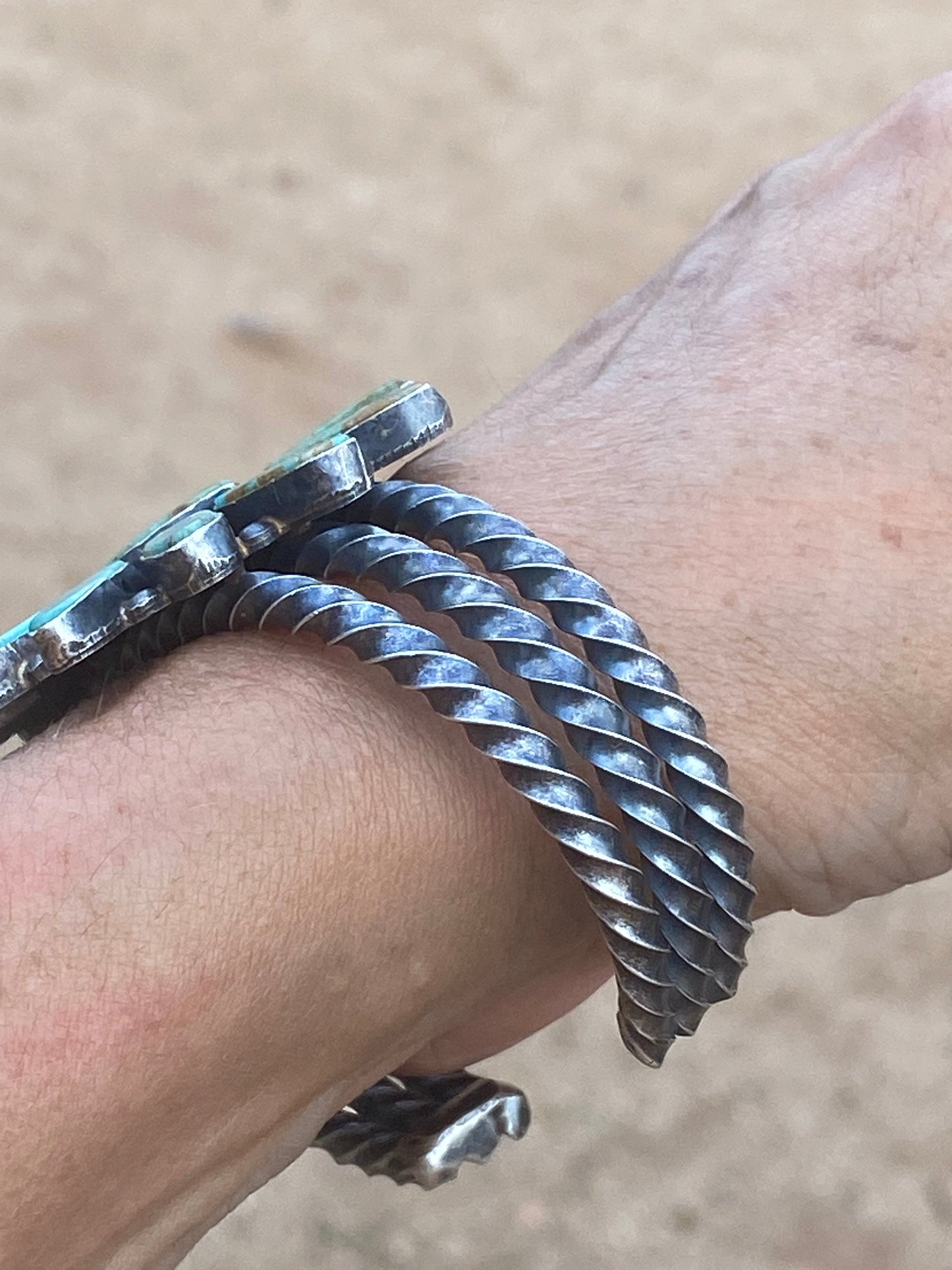 Navajo Jacqueline Silver Royston Turquoise & Sterling Cluster Cuff