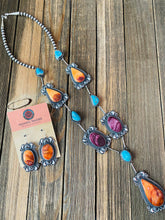 Load image into Gallery viewer, Navajo Spiny, Turquoise &amp; Sterling Silver Necklace &amp; Earring Set by Derrick Gordon