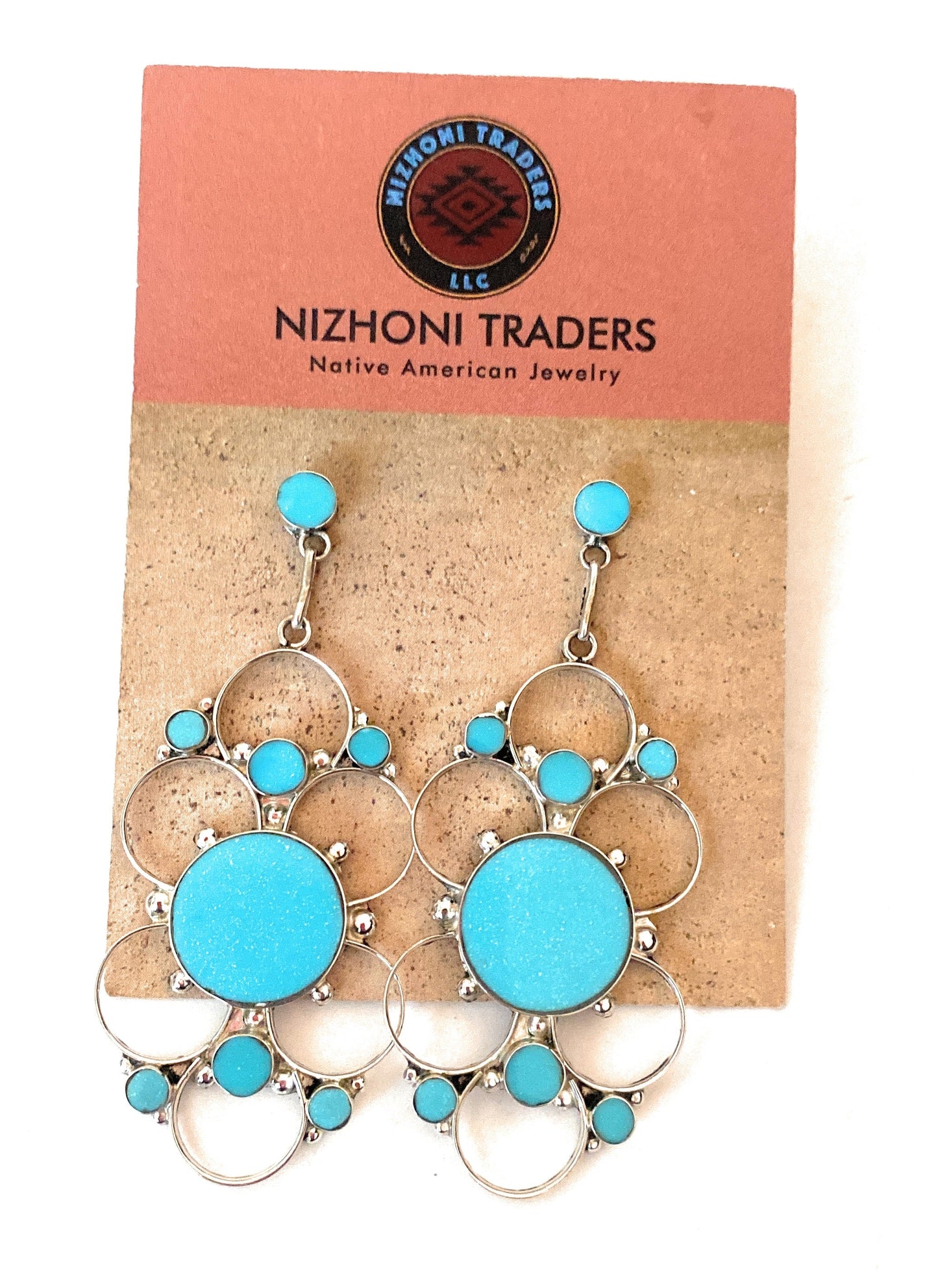 Zuni Sterling Silver & Turquoise Dangle Earrings