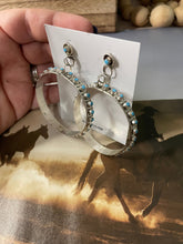 Load image into Gallery viewer, Navajo Sterling Silver And Turquoise Hoop Earrings