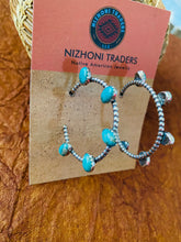 Load image into Gallery viewer, Navajo Sterling Silver &amp; Turquoise Hoop Earrings