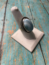 Load image into Gallery viewer, Old Pawn Navajo Sterling Silver &amp; Light Blue Larimer Ring Size 7.5