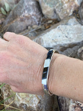 Load image into Gallery viewer, Navajo Onix, Opal &amp; Sterling Silver Inlay Cuff Bracelet
