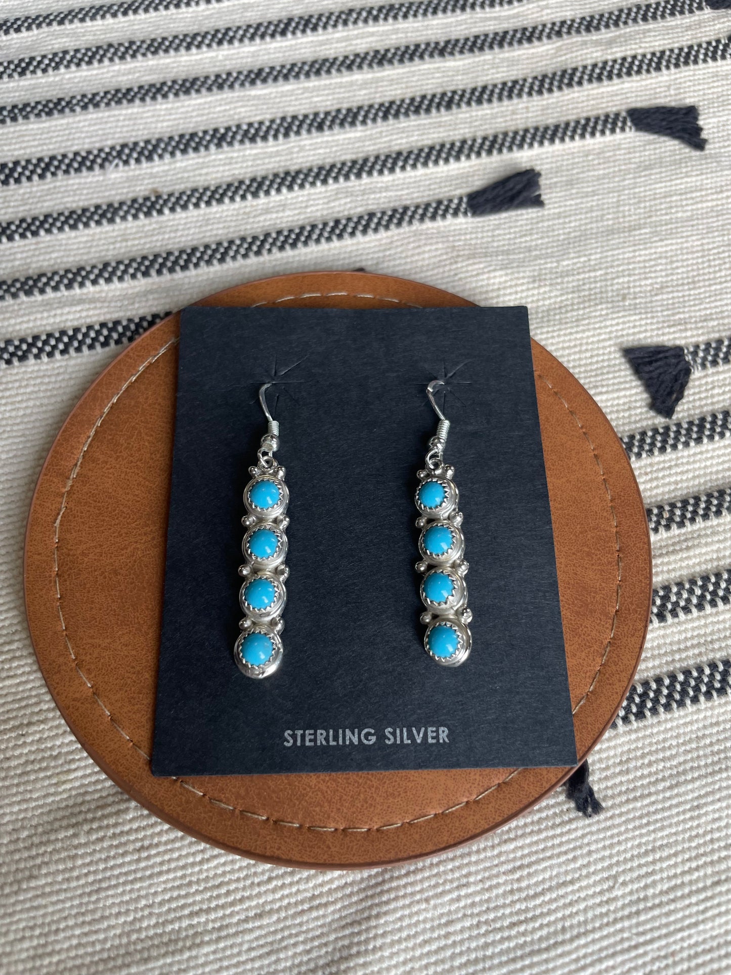 Navajo Sterling Silver And Turquoise Dangles